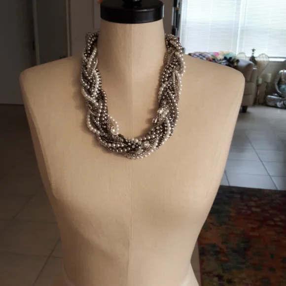 Chico's Twisted Pearl and Silver Necklace - Picture 4 of 8